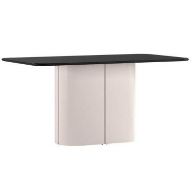 Imagem de Mesa De Jantar Para 8 Lugares 180cm Tampo Mdf Com Vidro Serena Off White/preto - New Ceval