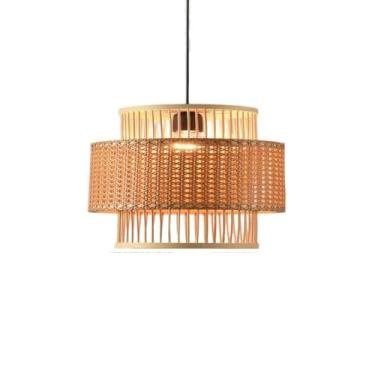 Imagem de Novo pendente de bambu em estilo chinês: decoração para sala de chá zen e hospedagem domiciliar, iluminação retrô para restaurantes/casas de fondue, design artesanal em bambu e rattan trança