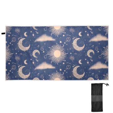 Imagem de Blueangle Toalha de praia elegante de sol e lua - Toalhas de viagem compactas e leves - Toalha de secagem rápida super absorvente para natação, acampamento e férias (360)