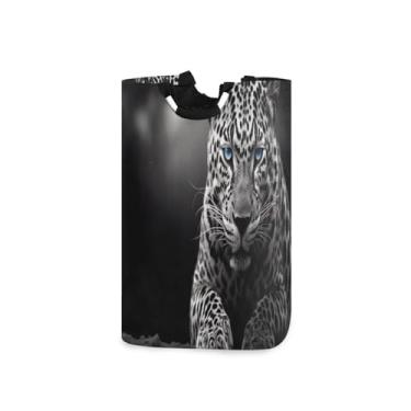 Imagem de ATTX Cesto de roupa suja de guepardo de olhos azuis com alças acolchoadas – cesto de roupas dobrável à prova d'água para banheiro, quarto, dormitório, cesta organizadora de lavanderia resistente (92)