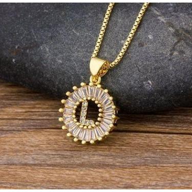 Imagem de Colar Dourado Letra Inicial Strass Brilhante Nome - DCXAM