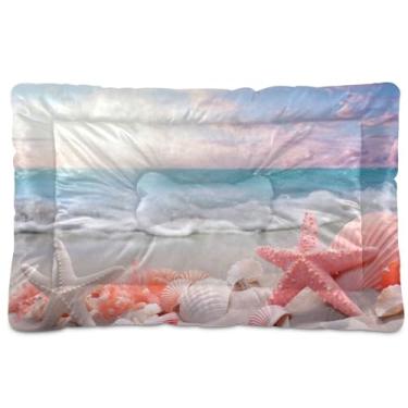 Imagem de SEHANY Shell Beach Scene Cama para cães e gatos com fundo antiderrapante, cama de canil, colchão macio para animais de estimação, lavável para cães pequenos, médios e grandes, gatos, 91 x 61 cm