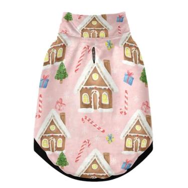 Imagem de SEHANY Casaco de Natal de gengibre para cães pequenos, superquente à prova de vento, jaqueta de inverno macia e aconchegante para animais de estimação para clima frio na neve com coleira para animais