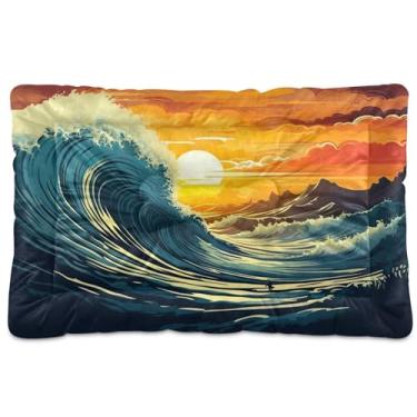 Imagem de SEHANY Cama para cães Sea Wave Cama de gato com fundo antiderrapante, cama de canil, colchão macio para animais de estimação, lavável para cães pequenos, médios e grandes, gatos, 91 x 61 cm