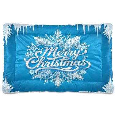 Imagem de SEHANY Cama de Natal com flocos de neve para cães e gatos com fundo antiderrapante, cama de canil, colchão macio para animais de estimação, lavável para cães pequenos, médios e grandes, gatos, 61 x 45