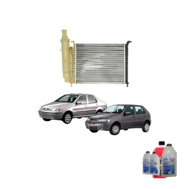 Imagem de Kit Radiador Palio 97> C/Ar + Aditivo Radiador Paraflu 01L Rosa + Água Desmineralizada