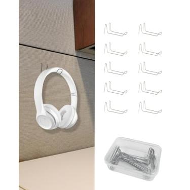 Imagem de FEYRUN Ganchos de cubo para parede de tecido de escritório, organizador de pendurar para chaves, fones de ouvido, material de escritório, armazenamento que economiza espaço (prata (10 pacotes))