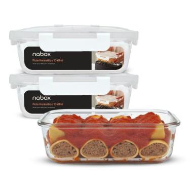 Imagem de 3 Potes Vidro Hermético Trava Mais Resistentes Marmita 1040ml - U4HOME