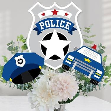 Imagem de Big Dot of Happiness Calling All Units – Police – Festa de aniversário de policial ou chá de bebê – Tampos de mesa – Conjunto de 15