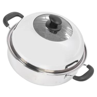 Imagem de ZAWELIYO Panela a Com Tampa de 2 Camadas, Panela de Multiuso de Aço Inoxidável, ótima para Vegetais, Bolinhos, Pão de Frutos do Mar