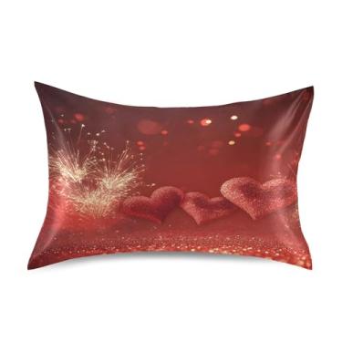 Imagem de SEHANY Capas de almofada de seda para cabelo e pele para o Dia dos Namorados, capas de almofada de cetim respiráveis macias e refrescantes com fecho de envelope, tamanho king (50,8 x 76,2 cm)