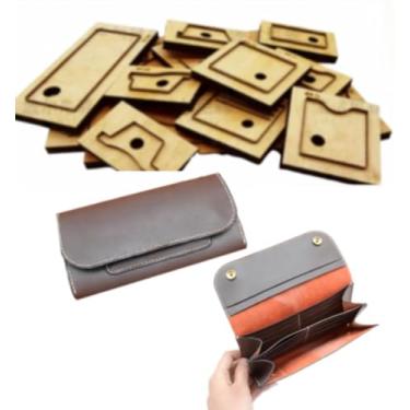 Imagem de YJIUYUANQ Carteira longa de couro, perfurador de artesanato DIY e modelo de corte de madeira