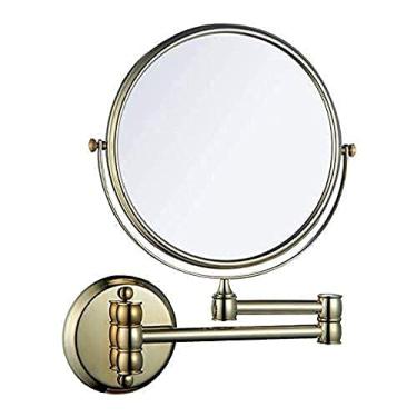 Imagem de LMJYU Espelho de parede para banheiro, espelho de maquiagem montado na parede, rotação de 360 graus, penteadeira, espelho, espelho de penteadeira, espelho com ampliação de 3x redondo