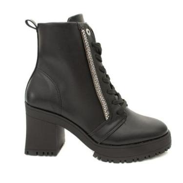 Imagem de Bota Feminina Vizzano Coturno Tratorado Strass 3091.104 Preto 37-Feminino