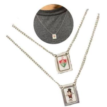 Imagem de Cordão Corrente Escapulário 60cm Masculino Feminino Time Fluminense Aço Inox Antialérgico-Masculino