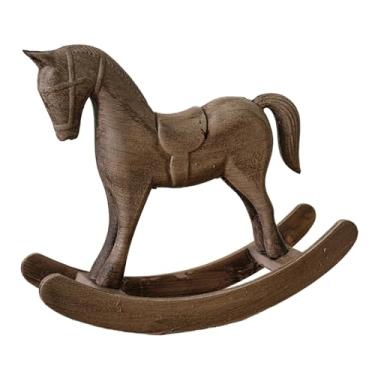 Imagem de Kuntesetty Estatueta de Cavalo de Balanço, Ornamento de Madeira Entalhada em Estilo Vintage, Ideal para Escritório, Sala de Estar, Quarto Ou Como Presente de Ani, Marrom, Tamanho real