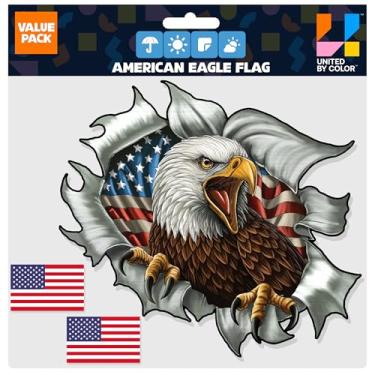 Imagem de Decalques da bandeira americana (pacote com a embalagem) - Adesivo impermeável de águia careca - Não desbota, decalques patrióticos para veículos, caminhões, laptop, bicicleta, trailer, trailer