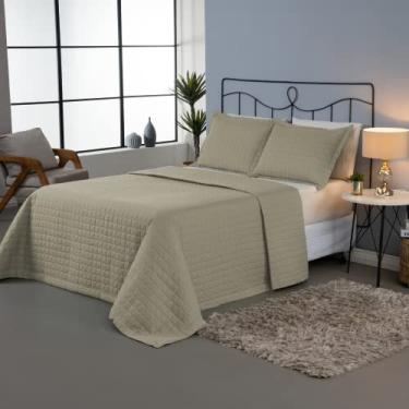 Imagem de Kit Cobre-Leito Casal Copacabana 3 Peças Matelado Percal 300 Fios Luxo (Cáqui)