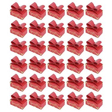 Imagem de Ymiko 30 Caixas de Lembrancinhas Com Laço para Biscoitos, Festa, Natal, Aniversários, Suprimentos de Casamento (vermelho)
