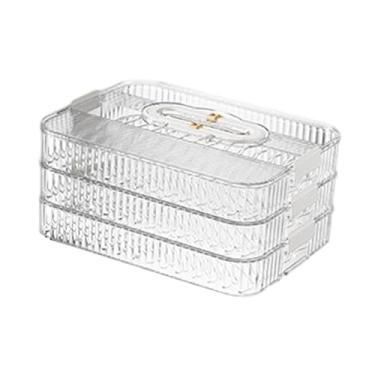 Imagem de SiaBiced Organizador de bolinhos, recipiente para armazenamento de alimentos, bandeja reutilizável para conservação de alimentos, organizador de geladeira para, 3 Camadas
