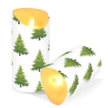 Imagem de ATTX Pacote com 2 velas de árvore de Natal sem chamas – 7,6 cm x 9,9 cm de LED com controle remoto e temporizador para casa, casamento, decoração de acampamento #113