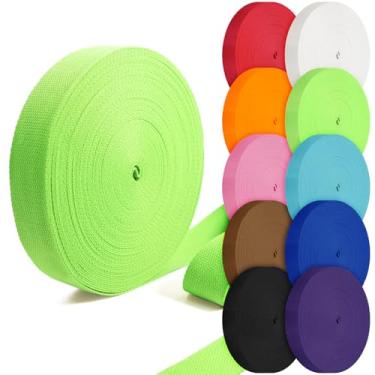 Imagem de Grosun Correias de algodão 2,5 cm, 3,8 cm, 5 cm, 5 cm, tiras de lona para bolsas, 10 64 cm, 3,3 m, correias de algodão (verde fluorescente, 3,5 cm x 50 jardas)