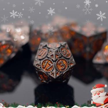 Imagem de Premium Heavy Metal DND Dice Set (Bard) with A Metal Box, Black Nickel Finish, Sharp Edge Resin Coated Zinc Alloy D&D Accessories, D4-D20, for Dungeons & Dragons Master, RPG Player, Starter Gift