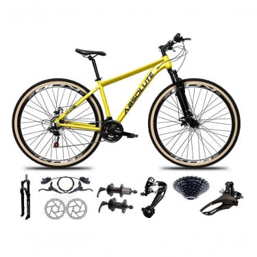 Imagem de Bicicleta Aro 29 Absolute Nero 5 Freio Hidráulico K7 27v Alumínio Garfo Com Trava Mtb amarelo Tam: 19
