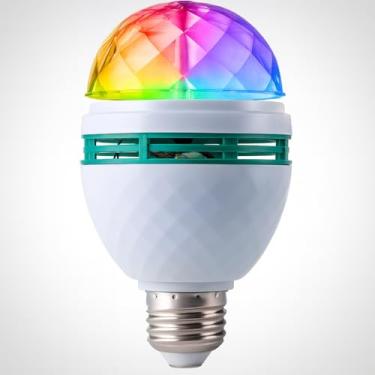 Imagem de Lâmpada LED Giratória RGB E27 Colorida Efeito Bola Maluca para Festa, Quarto e Decoração (Bivolt)