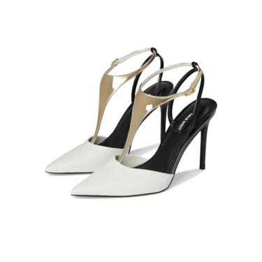 Imagem de Nine West Sapato feminino Fiesta, Branco/dourado espelhado metálico multi, 36