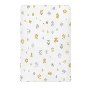 Imagem de Qilmy Lençol de berço de microfibra macio respirável para meninos e meninas, lençol com elástico para berço padrão e colchão, 71 x 132 cm, roupa de cama de bebê