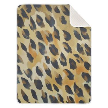 Imagem de Qilmy Cobertor de bebê com estampa de leopardo 76 x 101 cm, cobertor infantil de algodão macio para meninos e meninas, cobertor leve e quente para bebês e bebês recém-nascidos