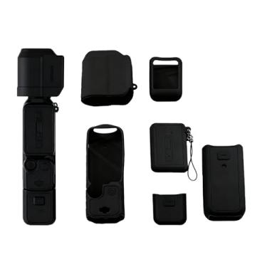 Imagem de Capa de silicone de substituição Pocket 3, capa de silicone macio, capa anti-arranhões, protetor de tela, compatível com acessórios DJI OSMO Pocket 3 Creator Combination (Preto)