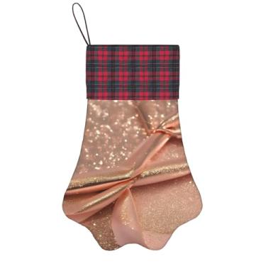 Imagem de SKKNT Meias de Natal com estampa de glitter em ouro rosa, animais de estimação, decoração de Natal, cães, gatos, árvores, doces, presente, conveniente