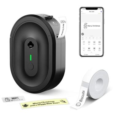 Imagem de NDYIN Mini máquina de etiquetar com fita, impressora de etiquetas Bluetooth portátil N12, etiquetadora térmica de adesivos para pequenas empresas, escola, casa, escritório (preto)