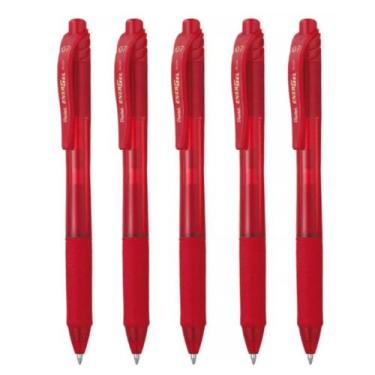 Imagem de Kit 5 Caneta Gel PENTEL Energel X RT Retrátil 0.7mm Vermelho