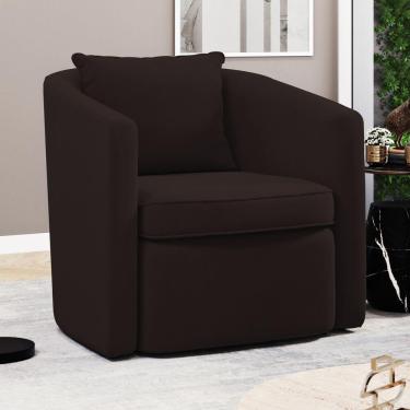 Imagem de Poltrona Decorativa Sala De Estar Aimê Suede Marrom - Desk Design