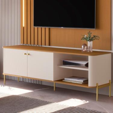 Imagem de Rack Para Tv 58 Polegadas Olaf Off White Nature Dourado