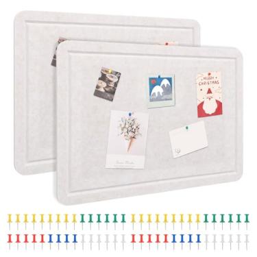 Imagem de Quadro de avisos, 24 x 40 cm, quadro decorativo de feltro em cortiça, alternativa para parede, foto dobrável com 60 pinos (cor rasa, 2 peças)