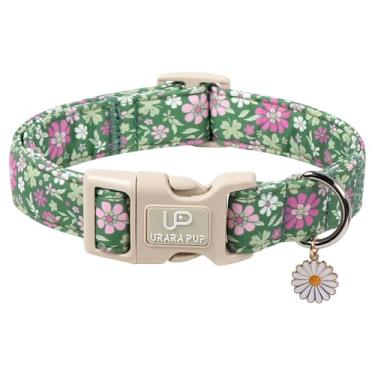 Imagem de Coleira de cachorro dos namorados, coração rosa UP URARA PUP em vermelho, coleira ajustável para animais de estimação com pingente de laço, acessórios de casamento para cães pequenos, médios e grandes