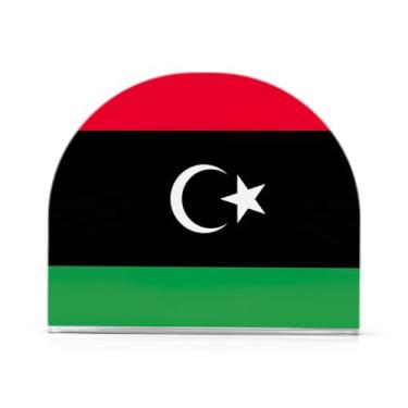 Imagem de Porta-guardanapos com bandeira nacional da Líbia, porta-guardanapos acrílico para mesas, suporte de guardanapo vertical para jantar cozinha restaurante decoração de casa acessórios de bar