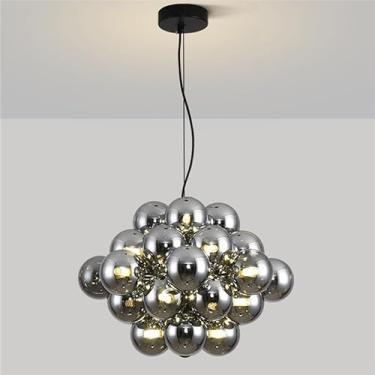 Imagem de OUFULA Lustre Moderno LED Moda Arte Sala de Estar Restaurante Quarto Villa Hotel Balcão Escadas Café Bar Lâmpada Pendente (C B D50CM)