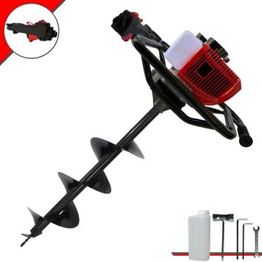 Imagem de Perfurador de Solo Profissional Anmax GD520B À Gasolina 2T 52cc 2,2HP de Potência 7.000rpm + Broca 80X20cm Para Plantio e Construção Civil