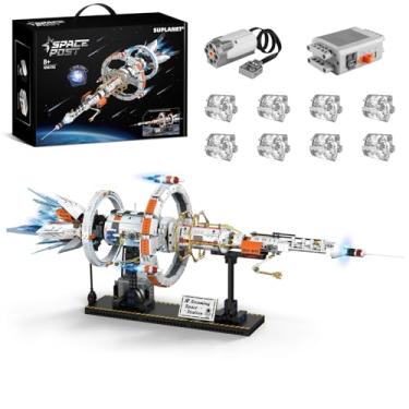 Imagem de Suplanet Space Station Spaceship Building Block Set with Motor & LED Lights, Space Exploration Model Building Kits with Display Stand, STEM Engineering Gift for Kids,Adults and Space Fans (1583 PCS)