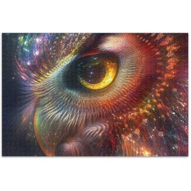 Imagem de Quebra-cabeça com estampa animal de rosto de coruja bonita 1000 quebra-cabeças para adultos, amigos, família, jogos, presentes para adultos, estampa de flores, animais, 75 x 40 cm