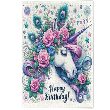 Imagem de Quebra-cabeça de unicórnio roxo com desenho animado para adultos, 500 peças, jogos tecnológicos, presentes legais para adultos, arte, família, jogos, pintura, 500 peças, 52 x 37,8 cm