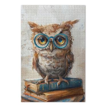 Imagem de Quebra-cabeças de coruja usando óculos, 1000 peças, quebra-cabeças para adultos, jogos de quebra-cabeça