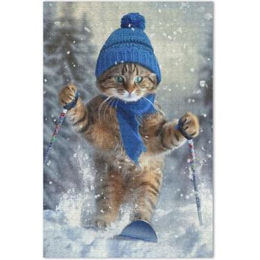 Imagem de Quebra-cabeças engraçados para adultos, 1000 peças, pintura de arte, brinquedo adulto, elefante branco