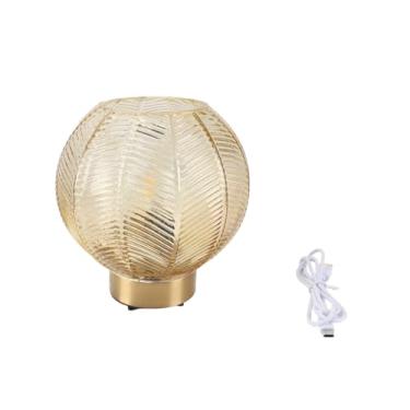 Imagem de Atyhao Lâmpada Noturna Com Temporizador Recarregável, Abajur de Vidro, Abajur Portátil Com Bateria de Lítio para Mesa de Cabeceira da Sala de Estar, Ideal para Camping, Quedas de (Redonda)