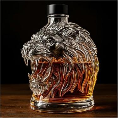 Imagem de Garrafa de uísque, cabeça de leão, garrafa de vinho de 293 ml, com gravação 3D, dispensador de bebidas de animais, personalizado, soprado à mão, exclusivo para casa, bar, presente e recipiente de